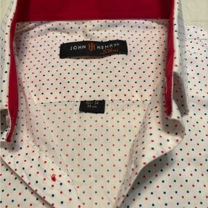 White and Red Polka Dot Dress Shirt